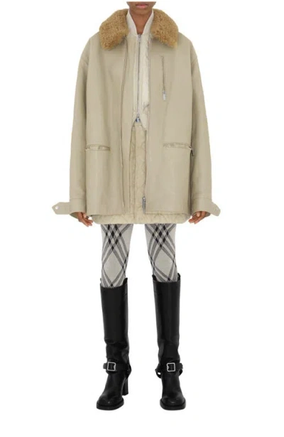 Burberry Short Leather Car Coat