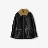 Burberry Short Leather Car Coat In Black