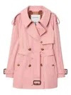 Burberry Short Lightweight Cotton Fitzrovia Trench Coat Clothing In Pink