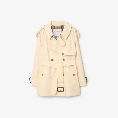 Burberry Short Lightweight Cotton Fitzrovia Trench Coat In White