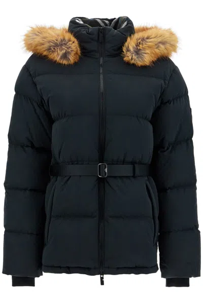 Burberry Short Nylon Puffer Coat In Blue