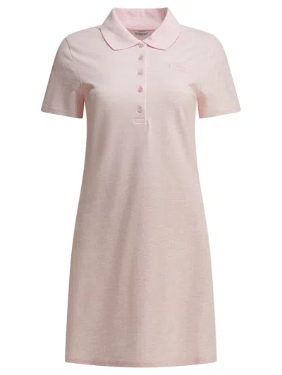 Burberry Polo Collar Dress Featuring Short Sleeves In Neutral