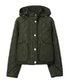 Burberry Cropped Quilted Nylon Hooded Jacket In Lake Color