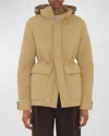Burberry Check Hood Quilted Nylon Jacket In Flax