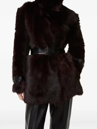 Burberry Short Shearling Linley Coat In Red