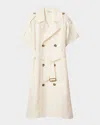 Burberry Waist Belted Short Sleeves Epaulettes Lapels In Pelican