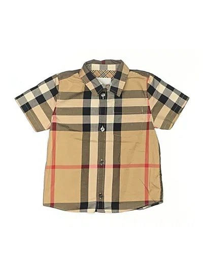 Pre-owned Burberry Kids' Short Sleeve Button Down Shirt In Tan