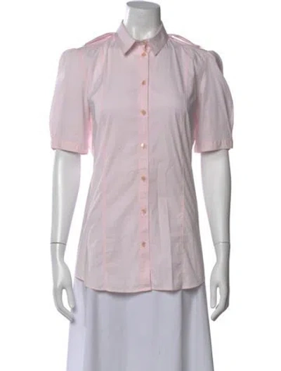 Pre-owned Burberry Short Sleeve Button-up Top In Purple