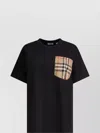 Burberry Short Sleeve Checked Crew Neck T-shirt With Chest Pocket