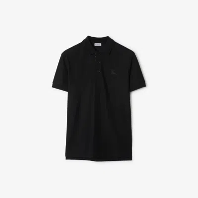 Burberry Ribbed Collar Piquet Polo Shirt In Black