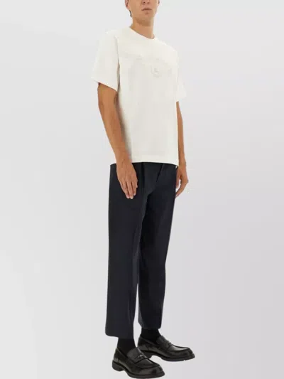 Burberry Short Sleeve Crew Neck Embroidered T-shirt In White