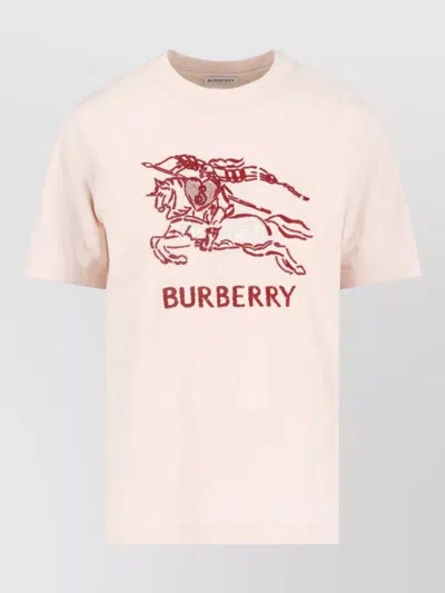 Burberry Short Sleeve Crew Neck Regular Fit Top In Neutral
