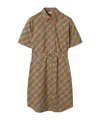 Burberry Classic Check Cotton Dress With Belted Waist In Brown