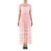 BURBERRY BURBERRY SHORT-SLEEVE EMBROIDERED TULLE DRESS IN ROSE PINK AND WHITE