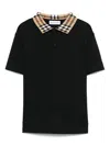 Burberry Black Cotton Polo Shirt In Black