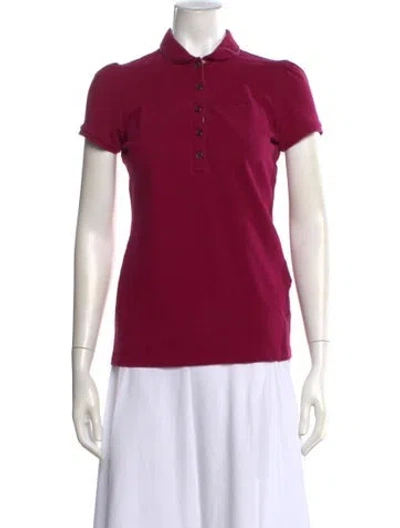 Pre-owned Burberry Short Sleeve Polo In Burgundy