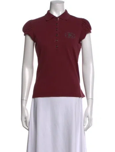 Pre-owned Burberry Short Sleeve Polo In Burgundy