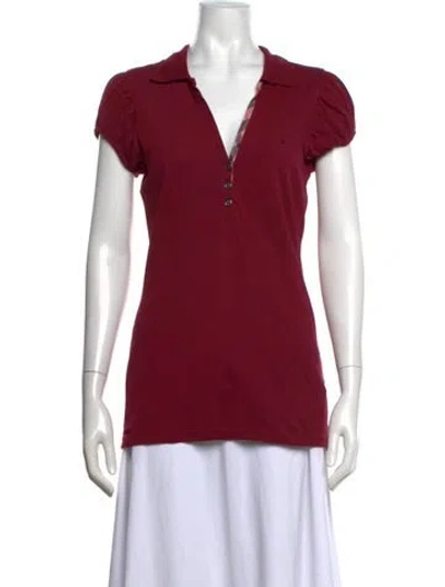 Pre-owned Burberry Short Sleeve Polo In Burgundy