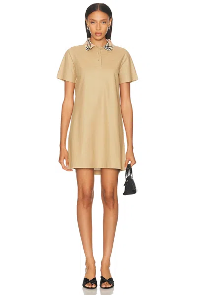 Burberry Short Sleeve Polo Dress In Neutral