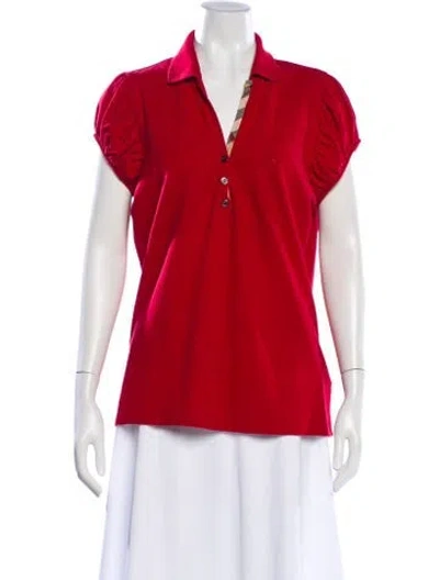 Pre-owned Burberry Short Sleeve Polo In Red
