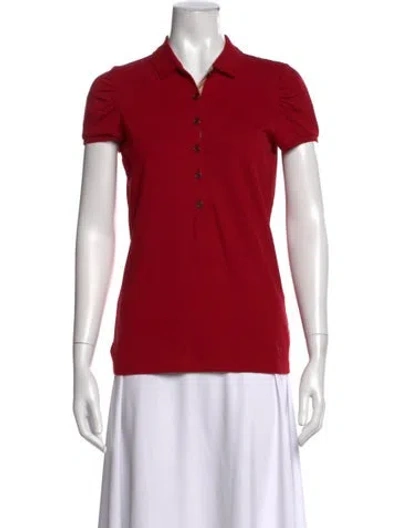Pre-owned Burberry Short Sleeve Polo In Red