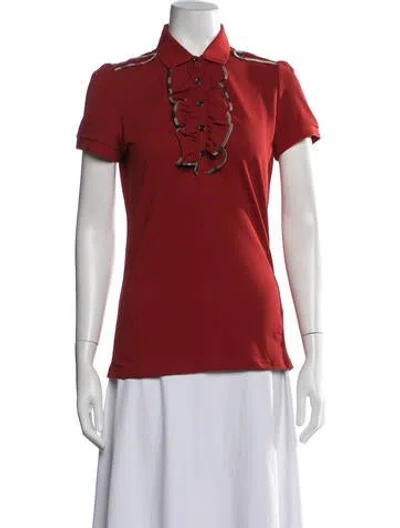 Pre-owned Burberry Short Sleeve Polo In Red