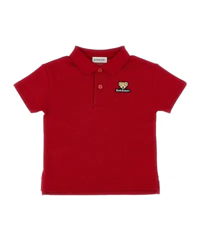 Burberry Kids' Short Sleeve Polo Shirt In Burgundy
