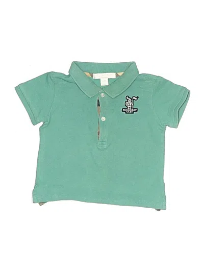 Pre-owned Burberry Babies' Short Sleeve Polo Shirt In Green