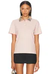 Burberry Pink Check Collar Cotton Polo In Pink