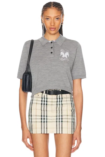 Burberry Short Sleeve Polo Top In Grey