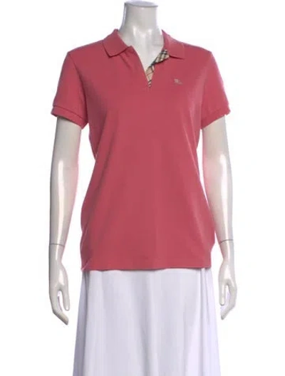 Pre-owned Burberry Short Sleeve Polo W/ Tags In Pink