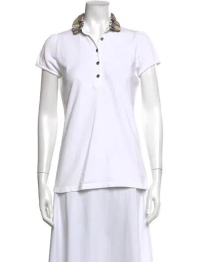 Pre-owned Burberry Short Sleeve Polo In White
