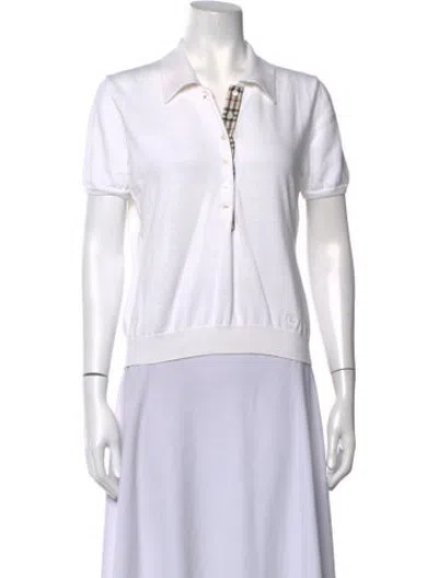 Pre-owned Burberry Short Sleeve Polo In White