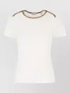 Burberry Stephanie Tartan-trimmed Stretch-cotton Jersey T-shirt In White