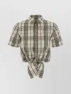 Burberry Short Sleeve Shirt Featuring Tie-front Detail