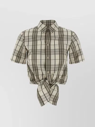 Burberry Short Sleeve Shirt Featuring Tie-front Detail In Multi