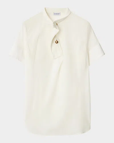 Burberry Short-sleeve Silk Polo Shirt In Cotton