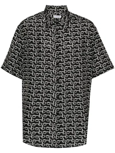 Burberry Short-sleeve Silk Shirt In Black