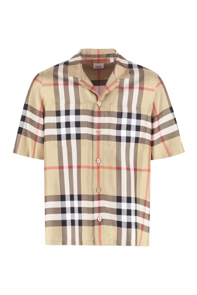 Burberry Silk Twill Bowling Shirt In Brown