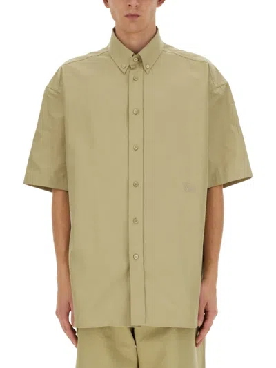 Burberry Short-sleeved Button-down Cotton Shirt In Neutrals