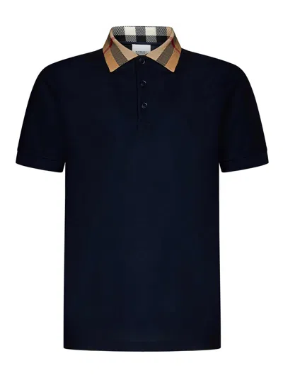 BURBERRY SHORT-SLEEVED NAVY PIQU POLO SHIRT
