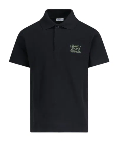 Burberry Short-sleeved Polo Shirt In Black