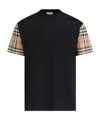 Burberry Check Motif Cotton T-shirt In Black
