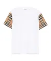 Burberry White T-shirt With Vintage Check Motif On The Sleeves In Cotton Woman In White