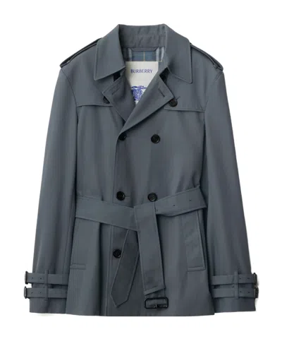 Burberry Short Trench Coat In Magnet