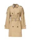Burberry Double Breasted Canvas Long Trench Coat