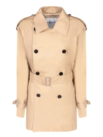 Burberry Short Trench Coat With Double-breasted Closure In Neutrals