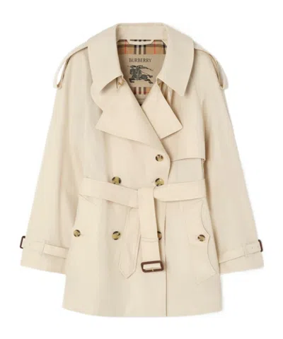 Burberry Short Tropical Gabardine Fitzrovia Trench Coat In Neutral