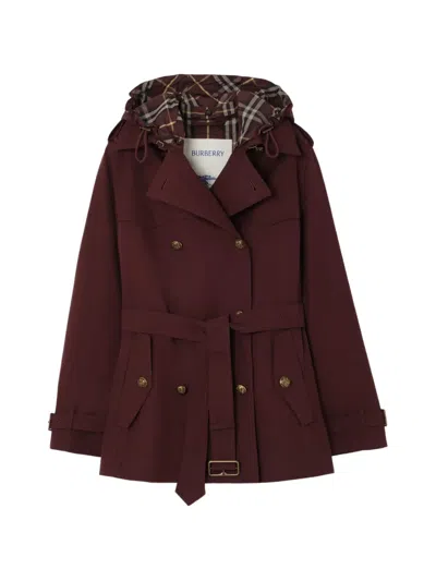 Burberry Short Tropical Gabardine Foxfield Trench Coat In Red
