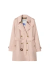 Burberry Short Tropical Gabardine Kensington Trench Coat In Pink